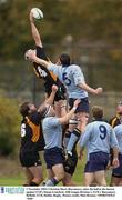 1 November 2003; Christian Short, Buccaneers, takes the ball in the lineout against UCD's Simon Crawford. AIB League Division 1, UCD v Buccaneers, Belfield, UCD, Dublin. Rugby. Picture credit; Matt Browne / SPORTSFILE *EDI*