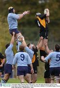 1 November 2003; Christian Short, Buccaneers, takes the ball in the lineout against UCD's Conor Davis. AIB League Division 1, UCD v Buccaneers, Belfield, UCD, Dublin. Rugby. Picture credit; Matt Browne / SPORTSFILE *EDI*