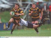 1 November 2003; Ben Young, Carlow, in action against Blackrock's Blair Baxter. AIB League Division 1, Blackrock v Carlow, Stradbrook Road, Dublin. Rugby. Picture credit; Pat Murphy / SPORTSFILE