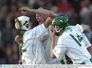 2 November 2003; Andy Comerford, O' Loughlin Gaels, celebrates with teammates Nigel Skehan, (12) and Maurice Nolan, (14). Kilkenny County Hurling Final Replay, O'Loughlin Gaels v Young Irelands, Nowlan Park, Kilkenny. Picture credit; Damien Eagers / SPORTSFILE *EDI*
