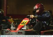 3 November 2003; Ireland flanker David Wallace in action on an indoor karting track during a team rest day. 2003 Rugby World Cup, Ireland players rest day, Auscart Indoor Karting centre, Melbourne, Victoria, Australia. Picture credit; Brendan Moran / SPORTSFILE *EDI*