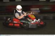 3 November 2003; Ireland centre Brian O'Driscoll in action on an indoor karting track during a team rest day. 2003 Rugby World Cup, Ireland players rest day, Auscart Indoor Karting centre, Melbourne, Victoria, Australia. Picture credit; Brendan Moran / SPORTSFILE *EDI*
