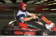 3 November 2003; Ireland centre Kevin Maggs in action on an indoor karting track during a team rest day. 2003 Rugby World Cup, Ireland players rest day, Auscart Indoor Karting centre, Melbourne, Victoria, Australia. Picture credit; Brendan Moran / SPORTSFILE *EDI*