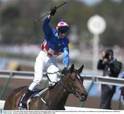 4 November 2003; Jockey Glen Boss celebrates winning the Tooheys New Melbourne Cup on board Makybe Dive. 2003 Tooheys New Melbourne Cup, Flemington Racecourse, Melbourne, Victoria, Australia. Picture credit; Brendan Moran / SPORTSFILE *EDI*