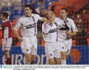 4 November 2003; Paul Keegan, centre, Bohemians, celebrates after scoring his sides first goal with team-mates Colin Hawkins and Glen Crowe. Eircom League Premier Division, Shelbourne v Bohemians, Tolka Park, Dublin. Soccer. Picture credit; David Maher / SPORTSFILE *EDI*