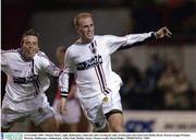 4 November 2003; Thomas Heary, right, Bohemians, celebrates after scoring his sides second goal with team-mate Bobby Ryan. Eircom League Premier Division, Shelbourne v Bohemians, Tolka Park, Dublin. Soccer. Picture credit; David Maher / SPORTSFILE *EDI*