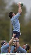 1 November 2003; Simon Crawford, UCD, takes the ball in the lineout against Buccaneer. AIB League Division 1, UCD v Buccaneers, Belfield, UCD, Dublin. Rugby. Picture credit; Matt Browne / SPORTSFILE *EDI*