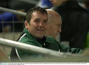 11 October 2003; Anthony Foley, Ireland, sits on the bench after being substituted against Romania. 2003 Rugby World Cup, Pool A, Ireland v Romania, Central Coast Stadium, Gosford, New South Wales, Australia. Picture credit; Brendan Moran / SPORTSFILE *EDI*