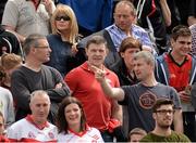 2 June 2013; Former Derry players, and members of the 1993 All-Ireland winning team, from left, Damien McCusker, Enda Gormley and Fergal McCusker at the game. Ulster GAA Football Senior Championship, Quarter-Final, Derry v Down, Celtic Park, Derry. Picture credit: Oliver McVeigh / SPORTSFILE