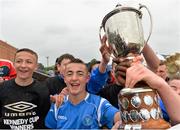 14 June 2013; DDSL captain Daniel McKenna and his team-mates celebrate with the Kennedy Cup after the match. 2013 SFAI Umbro Kennedy Cup Final, DDSL v NDSL, UL Arena, University of Limerick, Limerick. Picture credit: Brian Lawless / SPORTSFILE