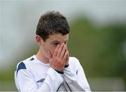 14 June 2013; Paddy Conway, NDSL, shows his disappointment after the match. 2013 SFAI Umbro Kennedy Cup Final, DDSL v NDSL, UL Arena, University of Limerick, Limerick. Picture credit: Brian Lawless / SPORTSFILE