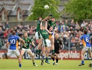 15 June 2013; James Stafford, Wicklow, in action against Damien Carroll, Brian Meade and Conor Gillespie, Meath. Leinster GAA Football Senior Championship Quarter-Final, Wicklow v Meath, County Grounds, Aughrim, Co. Wicklow. Picture credit: Matt Browne / SPORTSFILE