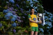 8 July 2019; #FollowOurJourney: The journey to Croke Park for the participating contenders in the 2019 TG4 Ladies Football Championships begins on Saturday, 13 July. Senior Champions Dublin will feature on a LIVE TG4 double-bill when they take on Munster runners-up Waterford, while Connacht Champions Galway are up against Kerry. 17 Championship games will be broadcast exclusively on TG4 throughout the summer, with the Senior and Intermediate championships to be played once again on a round-robin basis. You can follow the journey of all 32 teams involved in the Senior, Intermediate and Junior Championships, as they aim to make it Croke Park for TG4 All-Ireland Finals Sunday on 15 September. A number of top inter-county stars travelled to the spectacular Ballynahinch Castle Hotel in county Galway to mark the beginning of the TG4 All-Ireland series. Pictured is Geraldine McLaughlin of Donegal with the Brendan Martin Cup. #ProperFan. Photo by Brendan Moran/Sportsfile