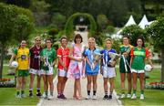 8 July 2019; #FollowOurJourney: The journey to Croke Park for the participating contenders in the 2019 TG4 Ladies Football Championships begins on Saturday, 13 July. Senior Champions Dublin will feature on a LIVE TG4 double-bill when they take on Munster runners-up Waterford, while Connacht Champions Galway are up against Kerry. 17 Championship games will be broadcast exclusively on TG4 throughout the summer, with the Senior and Intermediate championships to be played once again on a round-robin basis. You can follow the journey of all 32 teams involved in the Senior, Intermediate and Junior Championships, as they aim to make it Croke Park for TG4 All-Ireland Finals Sunday on 15 September. A number of top inter-county stars travelled to the spectacular Ballynahinch Castle Hotel in county Galway to mark the beginning of the TG4 All-Ireland series. Pictured are, from left, Geraldine McLaughlin of Donegal, Tracey Leonard of Galway, Joanne Doonan of Fermanagh with the West County Hotel Cup, Doireann O'Sullivan of Cork, TG4 presenter Gráinne McElwain, Carla Rowe of Dublin with the Brendan Martin Cup, Samantha Lambert of Tipperary with the Mary Quinn Memorial Cup, Máire O'Shaughnessy of Meath and Edel Hayden of Carlow. #ProperFan. Photo by Brendan Moran/Sportsfile