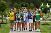 8 July 2019; #FollowOurJourney: The journey to Croke Park for the participating contenders in the 2019 TG4 Ladies Football Championships begins on Saturday, 13 July. Senior Champions Dublin will feature on a LIVE TG4 double-bill when they take on Munster runners-up Waterford, while Connacht Champions Galway are up against Kerry. 17 Championship games will be broadcast exclusively on TG4 throughout the summer, with the Senior and Intermediate championships to be played once again on a round-robin basis. You can follow the journey of all 32 teams involved in the Senior, Intermediate and Junior Championships, as they aim to make it Croke Park for TG4 All-Ireland Finals Sunday on 15 September. A number of top inter-county stars travelled to the spectacular Ballynahinch Castle Hotel in county Galway to mark the beginning of the TG4 All-Ireland series. Pictured are, from left, Geraldine McLaughlin of Donegal, Tracey Leonard of Galway, Joanne Doonan of Fermanagh with the West County Hotel Cup, Doireann O'Sullivan of Cork, Carla Rowe of Dublin with the Brendan Martin Cup, Samantha Lambert of Tipperary with the Mary Quinn Memorial Cup, Máire O'Shaughnessy of Meath and Edel Hayden of Carlow. #ProperFan. Photo by Brendan Moran/Sportsfile