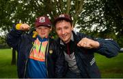 6 July 2019; Galway supporters Paul McArdle, right, and his son Robbie, age 9, from Ballygar, Co.Galway ahead of the GAA Football All-Ireland Senior Championship Round 4 match between Galway and Mayo at the LIT Gaelic Grounds in Limerick. Photo by Eóin Noonan/Sportsfile