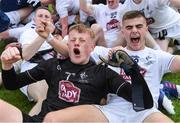 6 July 2019; Kildare players Cian Burke, left, and Aaron Browne celebrate after the Electric Ireland Leinster GAA Football Minor Championship Final match between Dublin and Kildare at Páirc Tailteann in Navan, Meath. Photo by Piaras Ó Mídheach/Sportsfile
