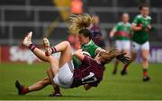 6 July 2019; Danielle Caldwell of Mayo in action against Mairead Seoighe of Galway during the 2019 TG4 Connacht Ladies Senior Football Final replay between Galway and Mayo at the LIT Gaelic Grounds in Limerick. Photo by Brendan Moran/Sportsfile