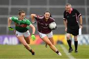 6 July 2019; Charlotte Cooney of Galway in action against Clodagh McManamon of Mayo during the 2019 TG4 Connacht Ladies Senior Football Final replay between Galway and Mayo at the LIT Gaelic Grounds in Limerick. Photo by Brendan Moran/Sportsfile