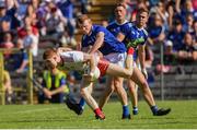 6 July 2019; Cathal McShane of Tyrone in action against Jason McLoughlin of Cavan during the GAA Football All-Ireland Senior Championship Round 4 match between Cavan and Tyrone at St. Tiernach's Park in Clones, Monaghan. Photo by Oliver McVeigh/Sportsfile