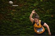 6 July 2019; Abbey Fitzgerald of Leevale A.C., Co. Cork, competing in the Junior Weight for Distance event during the Irish Life Health Junior and U23 Outdoor Track and Field Championships at Tullamore Harriers Stadium, Tullamore in Offaly. Photo by Sam Barnes/Sportsfile