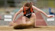 6 July 2019; Ellen McNally of Sli Cualann, Co. Wicklow, competing in the Junior Triple Jump  during the Irish Life Health Junior and U23 Outdoor Track and Field Championships at Tullamore Harriers Stadium, Tullamore in Offaly. Photo by Sam Barnes/Sportsfile