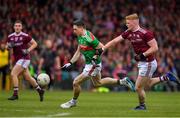 6 July 2019; Patrick Durcan of Mayo in action against Sean Andy Ó Ceallaigh of Galway during the GAA Football All-Ireland Senior Championship Round 4 match between Galway and Mayo at the LIT Gaelic Grounds in Limerick. Photo by Brendan Moran/Sportsfile