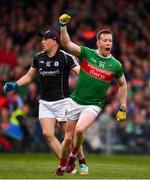 6 July 2019; Donal Vaughan of Mayo celebrates after scoring a late point during the GAA Football All-Ireland Senior Championship Round 4 match between Galway and Mayo at the LIT Gaelic Grounds in Limerick. Photo by Brendan Moran/Sportsfile