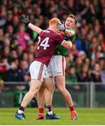 6 July 2019; Declan Kyne of Galway and Cillian O'Connor of Mayo during the GAA Football All-Ireland Senior Championship Round 4 match between Galway and Mayo at the LIT Gaelic Grounds in Limerick. Photo by Brendan Moran/Sportsfile