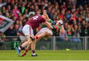 6 July 2019; Declan Kyne of Galway and Cillian O'Connor of Mayo during the GAA Football All-Ireland Senior Championship Round 4 match between Galway and Mayo at the LIT Gaelic Grounds in Limerick. Photo by Brendan Moran/Sportsfile