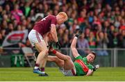 6 July 2019; Declan Kyne of Galway and Cillian O'Connor of Mayo during the GAA Football All-Ireland Senior Championship Round 4 match between Galway and Mayo at the LIT Gaelic Grounds in Limerick. Photo by Brendan Moran/Sportsfile