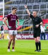 6 July 2019; Michael Daly of Galway is shown a black card by referee Joe McQuillan during the GAA Football All-Ireland Senior Championship Round 4 match between Galway and Mayo at the LIT Gaelic Grounds in Limerick. Photo by Brendan Moran/Sportsfile