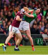 6 July 2019; Declan Kyne of Galway and Cillian O'Connor of Mayo during the GAA Football All-Ireland Senior Championship Round 4 match between Galway and Mayo at the LIT Gaelic Grounds in Limerick. Photo by Brendan Moran/Sportsfile