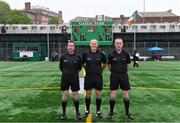 5 May 2019; Referee Conor Lane with linesmen Eamon O'Grady, left, and Brendan Healy before the Connacht GAA Football Senior Championship Quarter-Final match between New York and Mayo at Gaelic Park in New York, USA. Photo by Piaras Ó Mídheach/Sportsfile