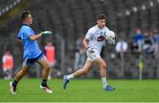 6 July 2019; Kevin Eustace of Kildare in action against Michael Nealon of Dublin during the Electric Ireland Leinster GAA Football Minor Championship Final match between Dublin and Kildare at Páirc Tailteann in Navan, Meath. Photo by Piaras Ó Mídheach/Sportsfile