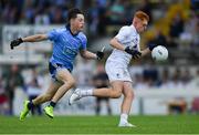 6 July 2019; Eoin Meehan of Kildare gets past Conor Tyrell of Dublin during the Electric Ireland Leinster GAA Football Minor Championship Final match between Dublin and Kildare at Páirc Tailteann in Navan, Meath. Photo by Piaras Ó Mídheach/Sportsfile