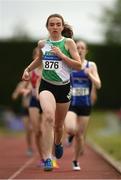 7 July 2019; Maeve ONeill of Doheny A.C., Co. Cork, competing in the U16 Girls 800m during the Irish Life Health Juvenile Track and Field Championships Tullamore Harriers Stadium, Tullamore in Offaly. Photo by Eóin Noonan/Sportsfile