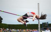 7 July 2019; Ava Rochford of Ennis Track A.C., Co. Clare, competing in the U15 Girls 80m H during the Irish Life Health Juvenile Track and Field Championships Tullamore Harriers Stadium, Tullamore in Offaly. Photo by Eóin Noonan/Sportsfile