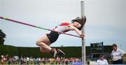 7 July 2019; Ava Rochford of Ennis Track A.C., Co. Clare, competing in the U15 Girls 80m H during the Irish Life Health Juvenile Track and Field Championships Tullamore Harriers Stadium, Tullamore in Offaly. Photo by Eóin Noonan/Sportsfile