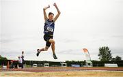 7 July 2019; Adam Turner of Belgooly A.C., Co. Cork, competing in the U18 Boys Triple Jump during the Irish Life Health Juvenile Track and Field Championships Tullamore Harriers Stadium, Tullamore in Offaly. Photo by Eóin Noonan/Sportsfile