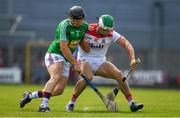 7 July 2019; Shane Kingston of Cork in action against Liam Varley of Westmeath during the GAA Hurling All-Ireland Senior Championship preliminary round quarter-final match between Westmeath and Cork at TEG Cusack Park, Mullingar in Westmeath. Photo by Brendan Moran/Sportsfile