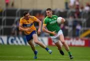 7 July 2019; Bryan McEntee of Meath in action against Cathal O'Connor of Clare during the GAA Football All-Ireland Senior Championship Round 4 match between Meath and Clare at O’Moore Park in Portlaoise, Laois. Photo by Sam Barnes/Sportsfile