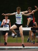 7 July 2019; Kyle Moorhead of Craughwell A.C., Co. Galway, competing in the U18 Boys 3000m Steeplechase during the Irish Life Health Juvenile Track and Field Championships Tullamore Harriers Stadium, Tullamore in Offaly. Photo by Eóin Noonan/Sportsfile