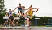 7 July 2019; Athletes competing in the U18 Boys 3000m Steeplechase during the Irish Life Health Juvenile Track and Field Championships Tullamore Harriers Stadium, Tullamore in Offaly. Photo by Eóin Noonan/Sportsfile