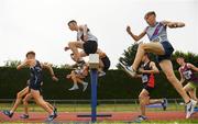 7 July 2019; Athletes competing in the U18 Boys 3000m Steeplechase during the Irish Life Health Juvenile Track and Field Championships Tullamore Harriers Stadium, Tullamore in Offaly. Photo by Eóin Noonan/Sportsfile