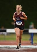 7 July 2019; Caoimhe Cotter of Durrus A.C., Co. Cork, competing in the U17 Girls 2000m Steeplechase  during the Irish Life Health Juvenile Track and Field Championships Tullamore Harriers Stadium, Tullamore in Offaly. Photo by Eóin Noonan/Sportsfile