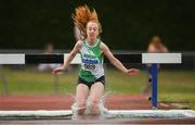 7 July 2019; Aoife ONeill of Doheny A.C., Co. Cork, competing in the U17 Girls 2000m Steeplechase during the Irish Life Health Juvenile Track and Field Championships Tullamore Harriers Stadium, Tullamore in Offaly. Photo by Eóin Noonan/Sportsfile