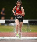 7 July 2019; Katie Devlin of City of Derry Spartans, Co. Derry, competing in the U 17 Girls 2000m Steeplechase during the Irish Life Health Juvenile Track and Field Championships Tullamore Harriers Stadium, Tullamore in Offaly. Photo by Eóin Noonan/Sportsfile
