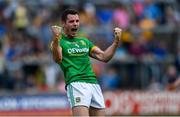 7 July 2019; Donal Keogan of Meath celebrates at the final whistle after the GAA Football All-Ireland Senior Championship Round 4 match between Meath and Clare at O’Moore Park in Portlaoise, Laois. Photo by Piaras Ó Mídheach/Sportsfile