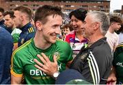 7 July 2019; Bryan McMahon of Meath celebrates with supporters following the GAA Football All-Ireland Senior Championship Round 4 match between Meath and Clare at O’Moore Park in Portlaoise, Laois. Photo by Sam Barnes/Sportsfile